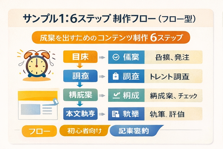 サンプル1：6ステップ制作フローの図解