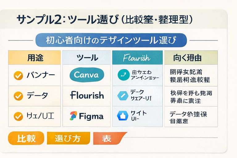 サンプル2：ツール選びの比較表